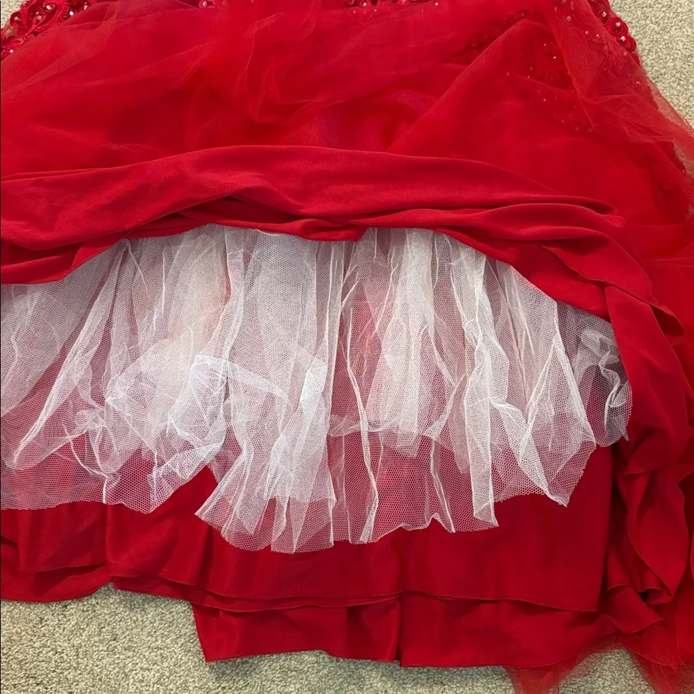 Elegant Red Strapless Gown - Picture 2 of 10